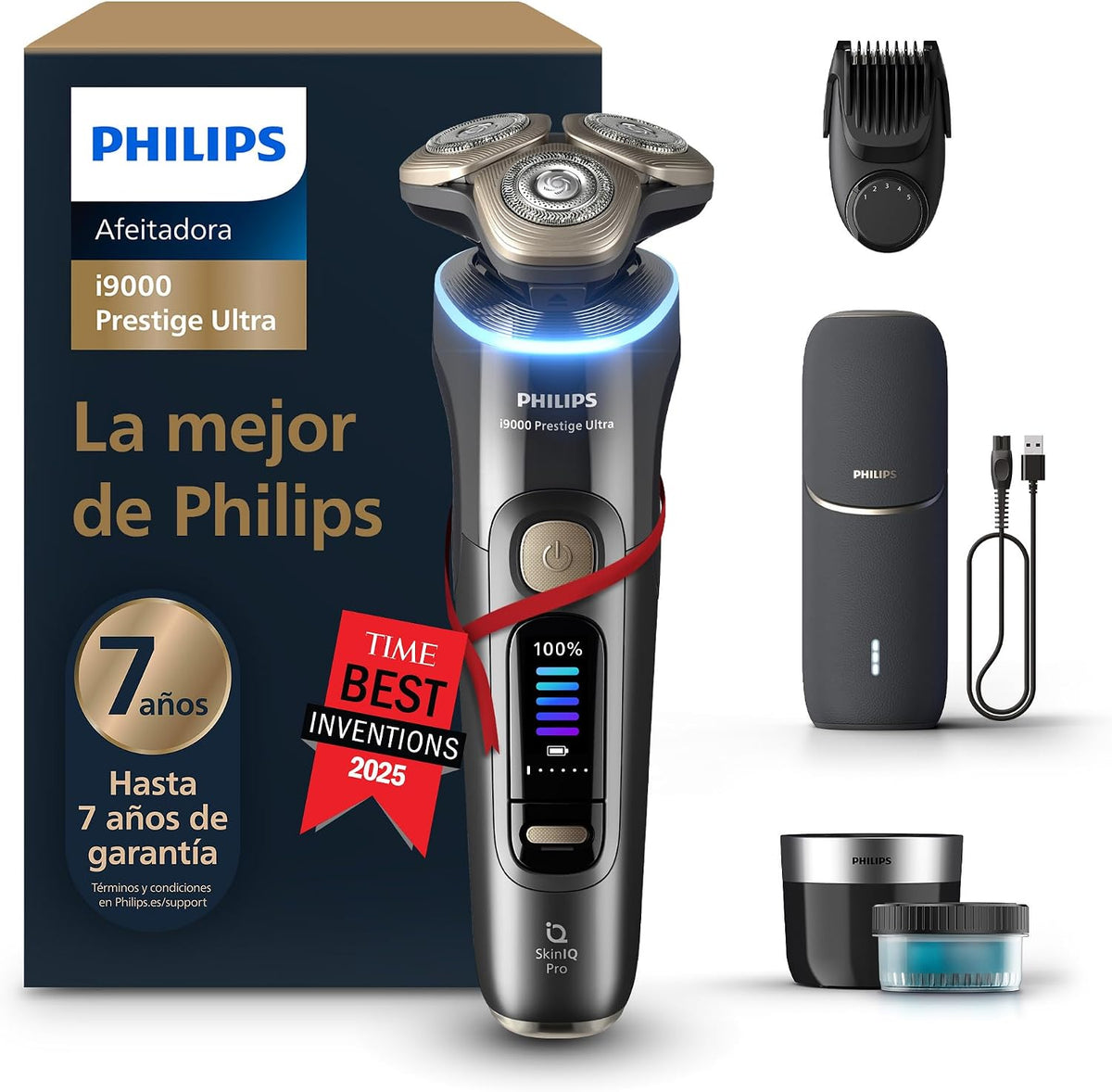 XP9402 de PHILIPS, afeitadoras eléctricas rotativas para hombre, i9000 Prestige Ultra, Afeitadora Eléctrica Hombre, Máquina de Afeitar Barba en Seco y