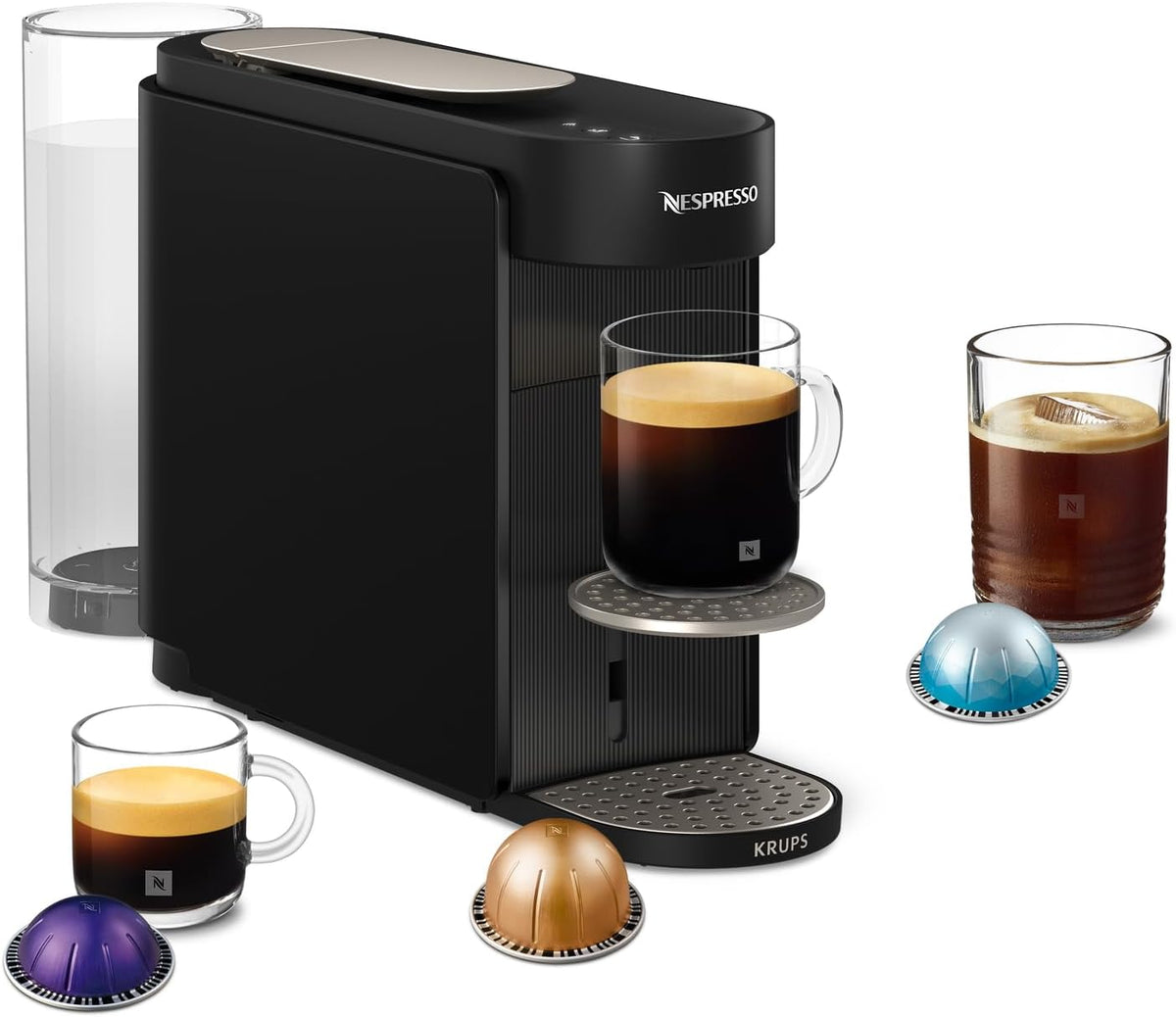 Cafeteras individual de Nespresso, KRUPS Nespresso Vertuo Up, Cafetera de Cápsulas, Depósito 1, 4L, Negra