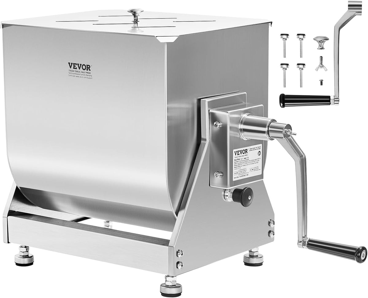 Picadoras de carne de VEVOR, Mezcladora de Carne Manual Tanque Basculante 40L Equipo de Procesamiento de Carne Mezcla Máxima de 27, 2 kg Mezcladora de