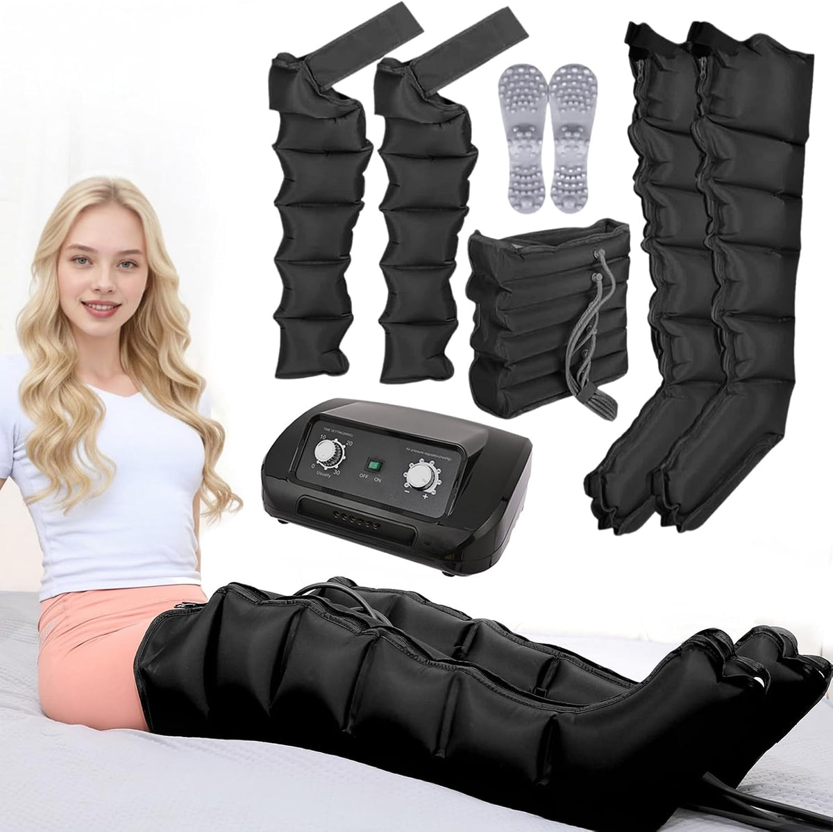 LQJHDM Máquinas de pierna, Presoterapia Piernas y Abdomen Brazo Talla Grande para Casa 6 Camaras
