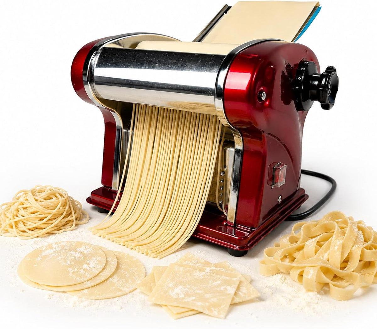 SHILINTONG Máquinas para hacer pasta, Máquinas Eléctricas Para Pasta - Fabricante de Fideos con Rodillo y Doble Cuchilla de Acero Inoxidable - 1.5mm