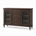Aparador de Madera con Puertas de Vidrio Templado y Cajones Marrón Oscuro 120x40x85 cm