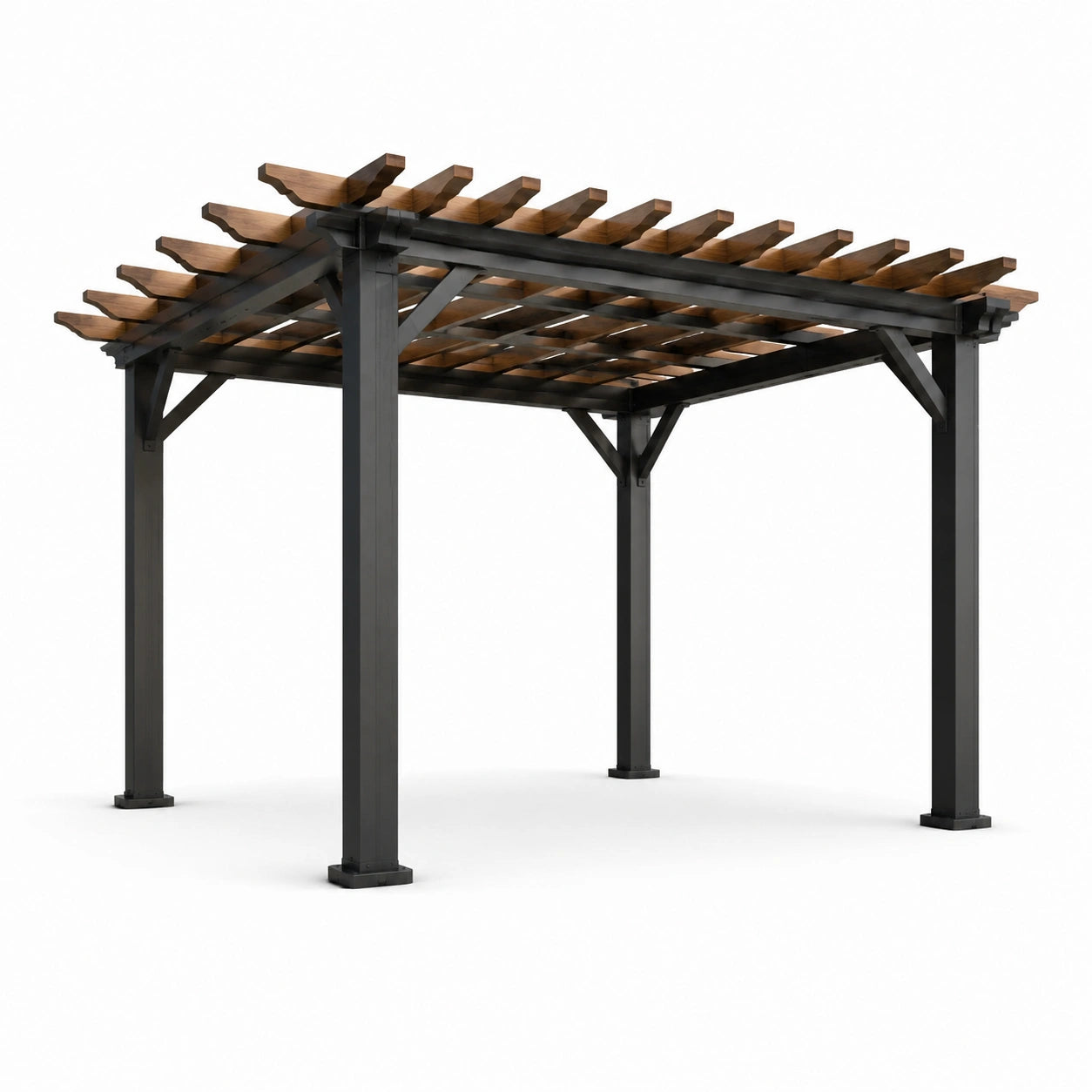 Pérgola de Acero y Madera de Cedro 300x300x230 cm
