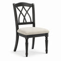 Silla de comedor de madera negra y asiento de poliéster beige