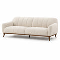 Sofá de tres plazas de madera y poliéster beige 220 cm