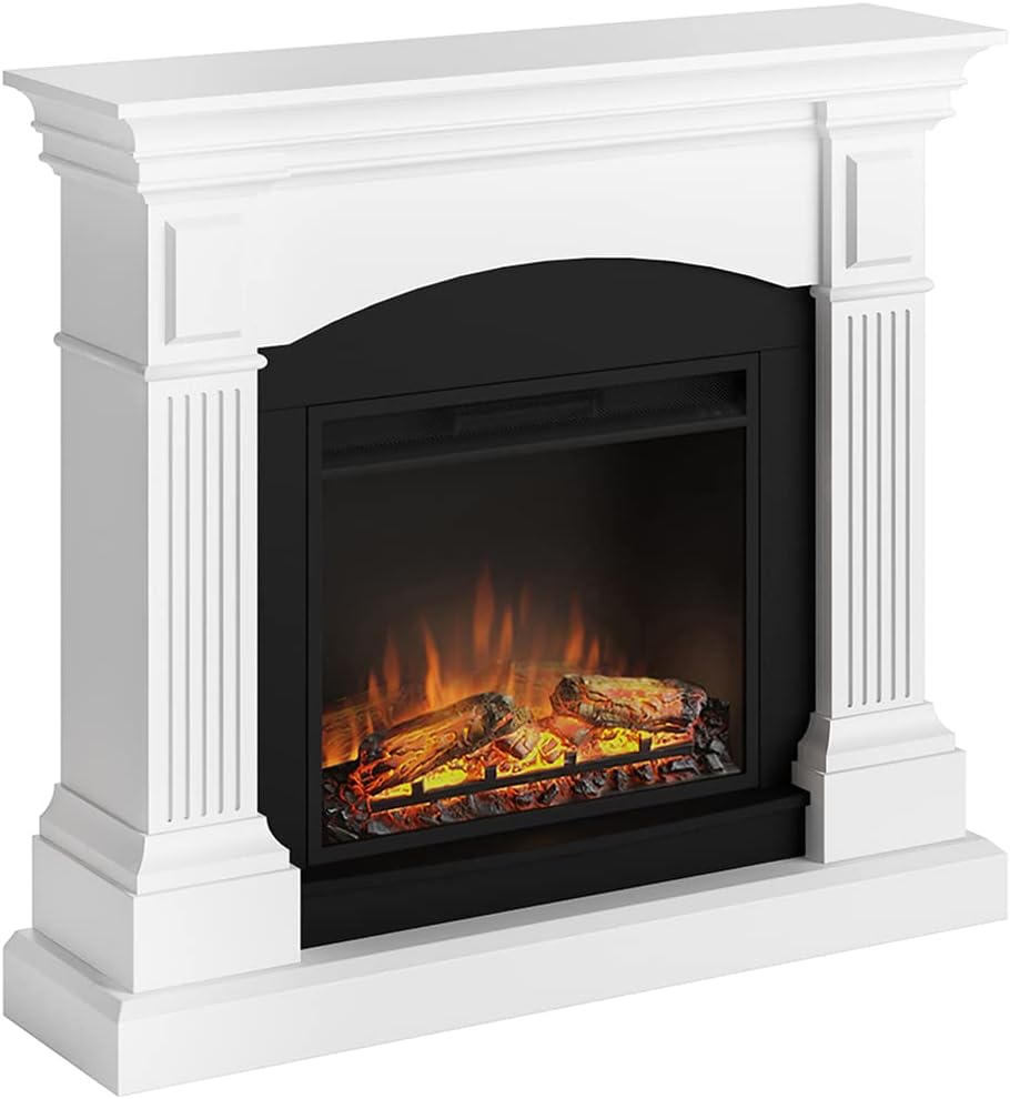 TAGU Chimenea eléctrica, Magna Chimenea eléctrica con PowerFlame, Calefactor y Termostato, Temporizador de 7 días, Efecto de Llama LED, Control Remoto