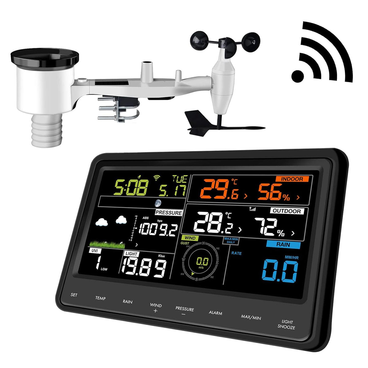 ECOWITT WS2910 Estaciones meteorológica, Estación meteorológica inalámbrica Wi-Fi - Estación meteorológica digital profesional con pantalla a color