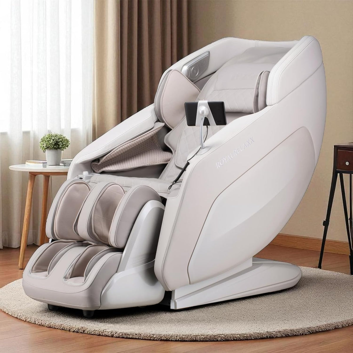 WELCON Sillones y asientos de masaje eléctrico, Royalrelaxx Silla de masaje en color gris claro, beige claro, sensor scan, 3 modos de calor, 24