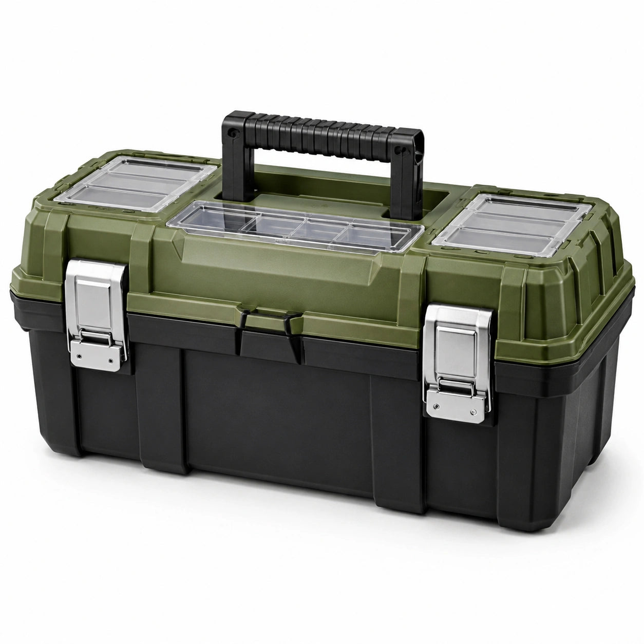 Caja de herramientas de polipropileno y acero verde/negro 50x25x25 cm