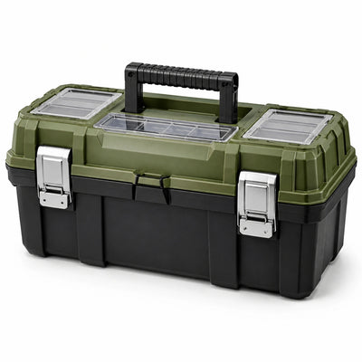 Caja de herramientas de polipropileno y acero verde/negro 50x25x25 cm