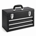 Caja de herramientas de metal negro con 3 cajones
