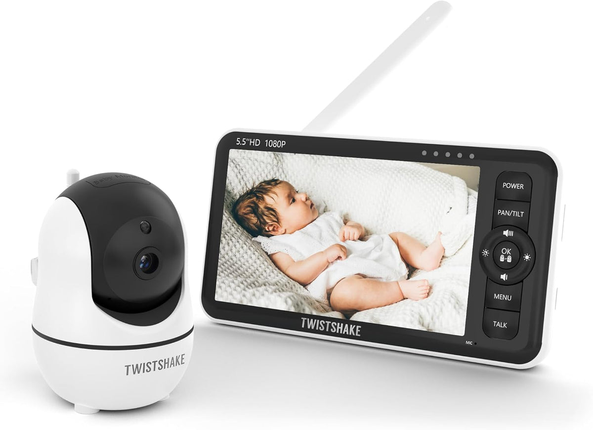 TWISTSHAKE Monitores de vídeo, Vigilabebés con Cámara y Audio - Pantalla Full HD de 5, 5 Pulgadas y 1080p