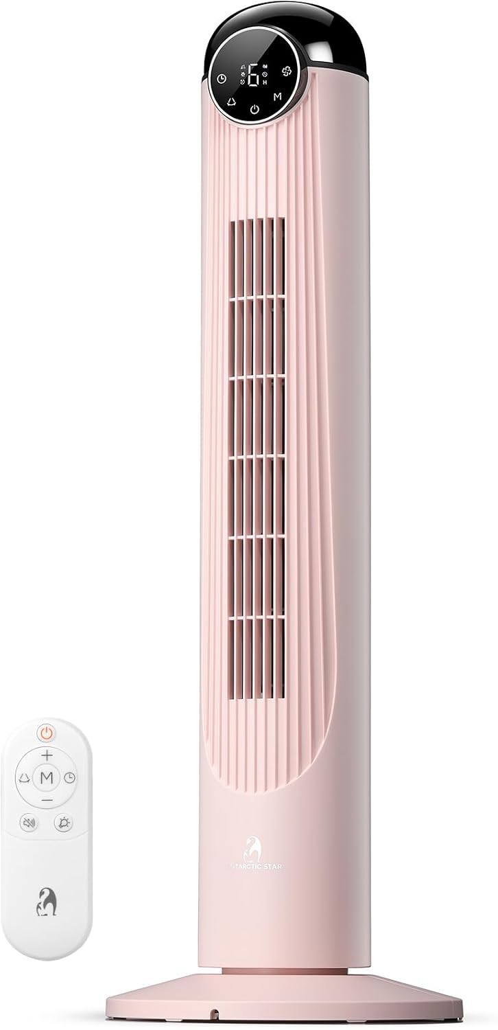 Antarctic Star Ventilador de torre, T36 - Ventilador de torre de 36 pulgadas, ventilador oscilante sin aspas con control remoto, 6 velocidades y 4