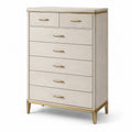 Cómoda de madera contrachapada y aluminio color beige con cajones