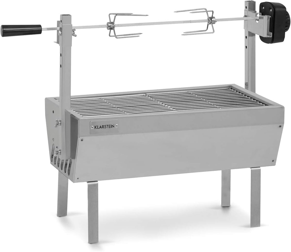 Asador de KLARSTEIN, Giratorio Barbacoa, Parrilla Giratoria 2 en 1, Asador Barbacoa Electrico, Parrilla Cerdo Extra Grande con Ruedas, Pollos