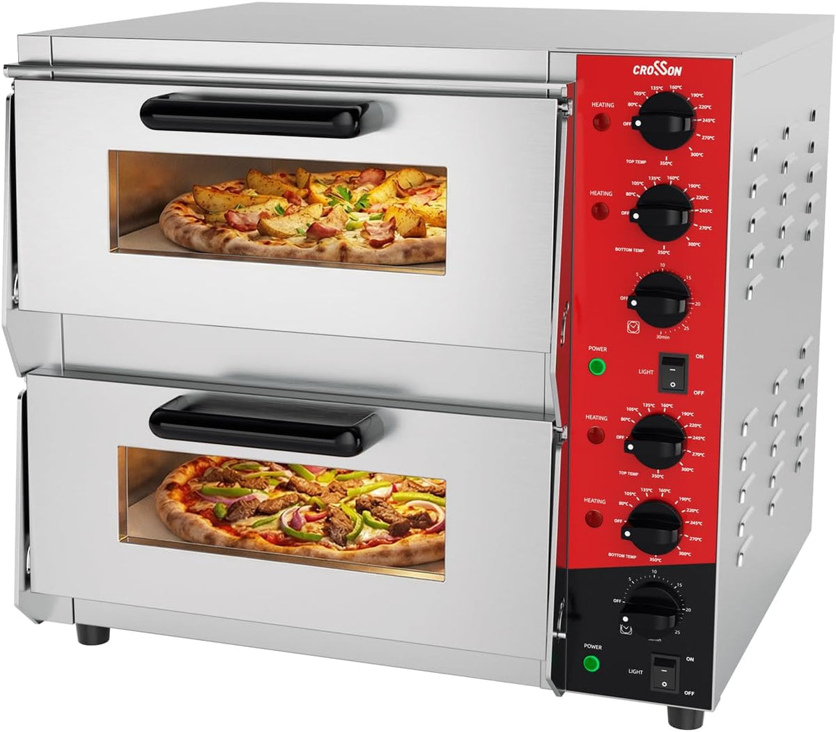 crosson Hornos individuales para pizza, Horno de pizza eléctrico profesional CROSSON con superficie de cocción de piedra refractaria de arcilla