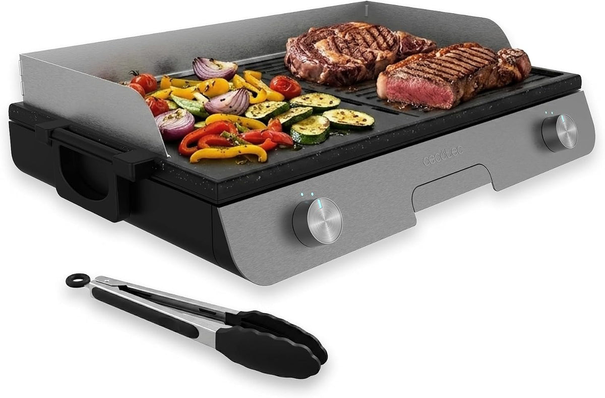 Parrillas eléctricas de exterior de Cecotec, Barbacoa Eléctrica Perfectroast 3000 Inox Max. 3000 W, Superficie de cocina 30 x 50 cm, 2 Áreas de