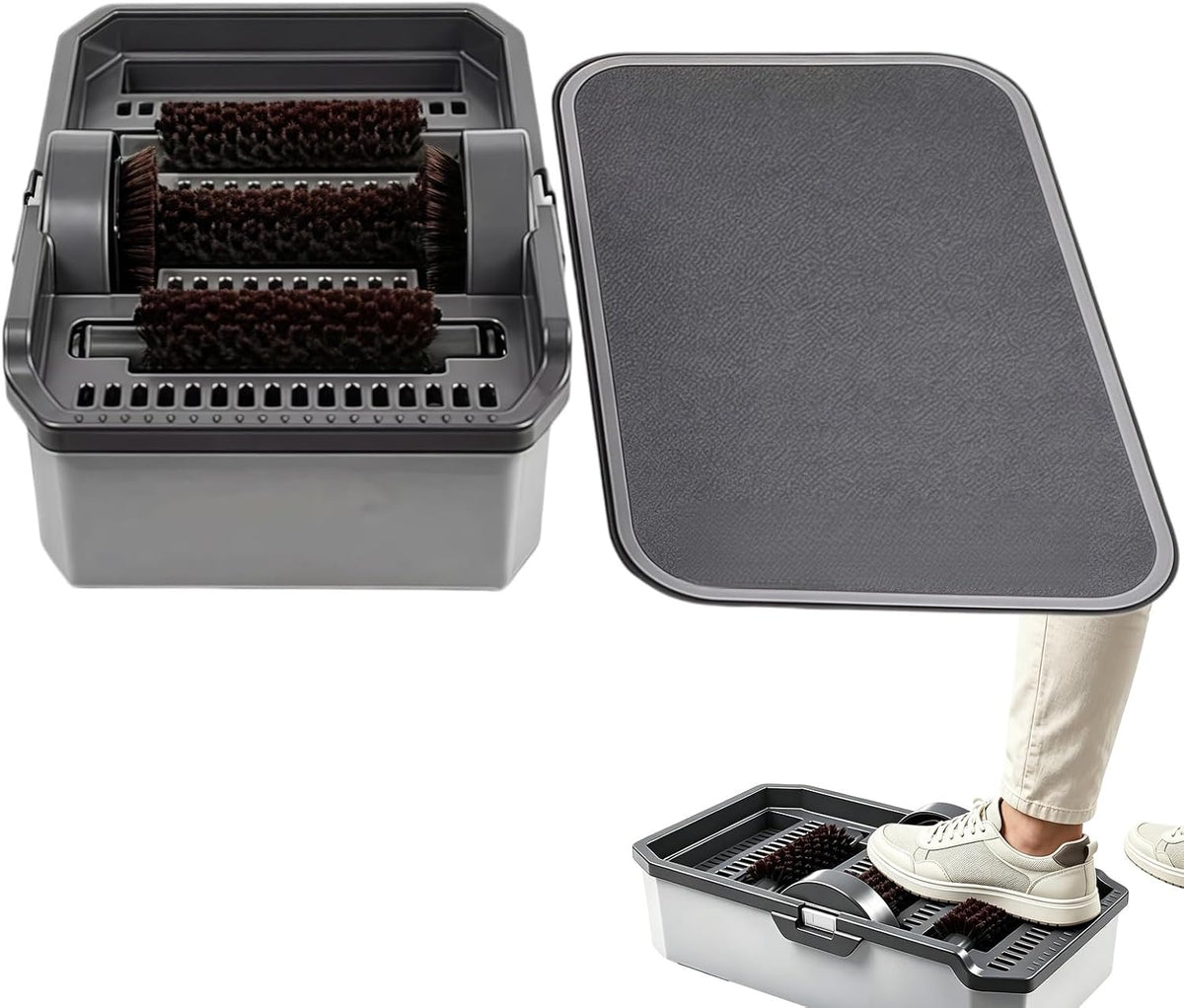 Generic Cepillos para zapato, Máquina limpiadora de Suelas de Zapatos, Cepillo fregador de autoservicio con 3 cepillos y Almohadilla Absorbente, para