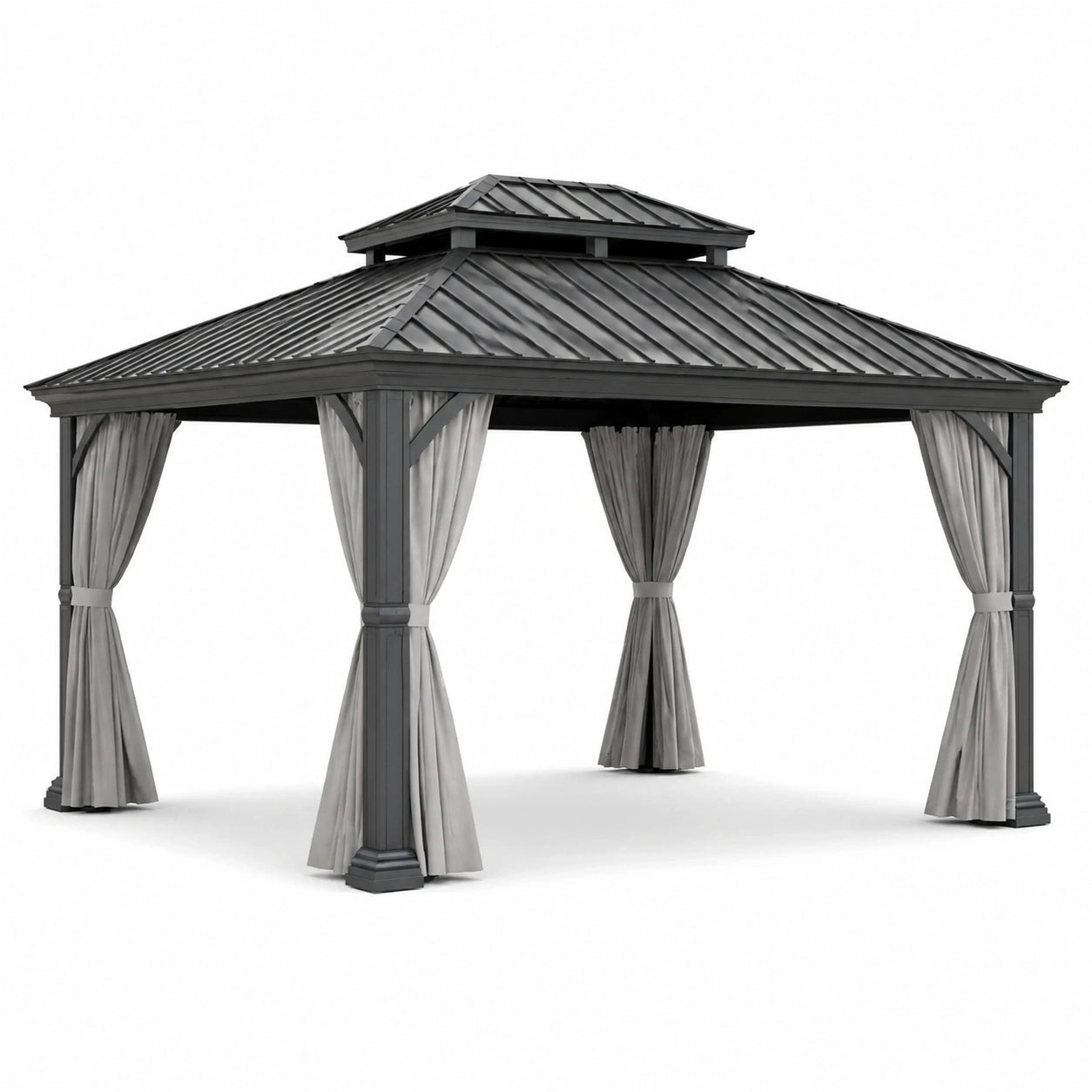 Pabellón de Metal Color Gris 3x4 Metros con Cortinas de Poliéster