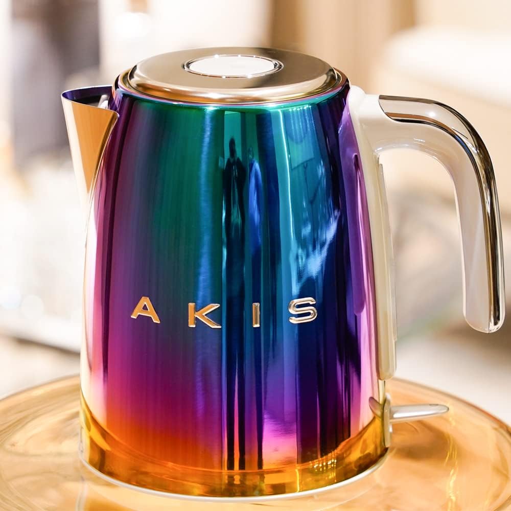 Hervidores eléctrico AKIS ALIVE KITCHEN IDEA STUDIO, AKIS La Fête Design - Hervidor de agua de acero inoxidable (1, 7 L, 2400 W, con filtro de cal
