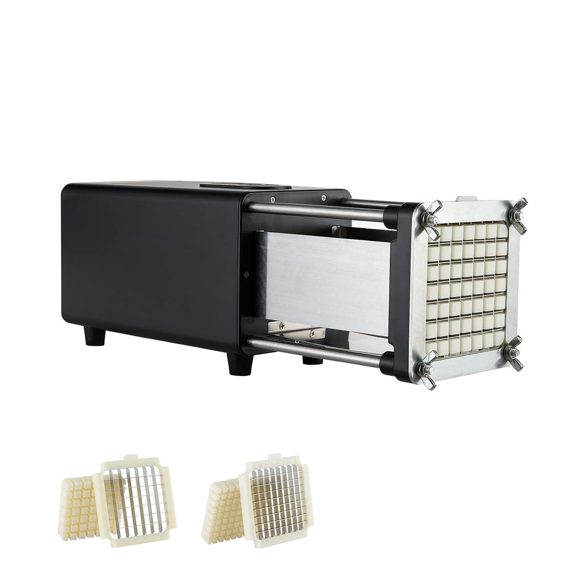 Cortadores para patatas y vegetal de VEVOR, Cortadora Eléctrica de Patatas Fritas Cortador de Papas con Cuchillas de Acero Inoxidable de 1/2' y 3/8'