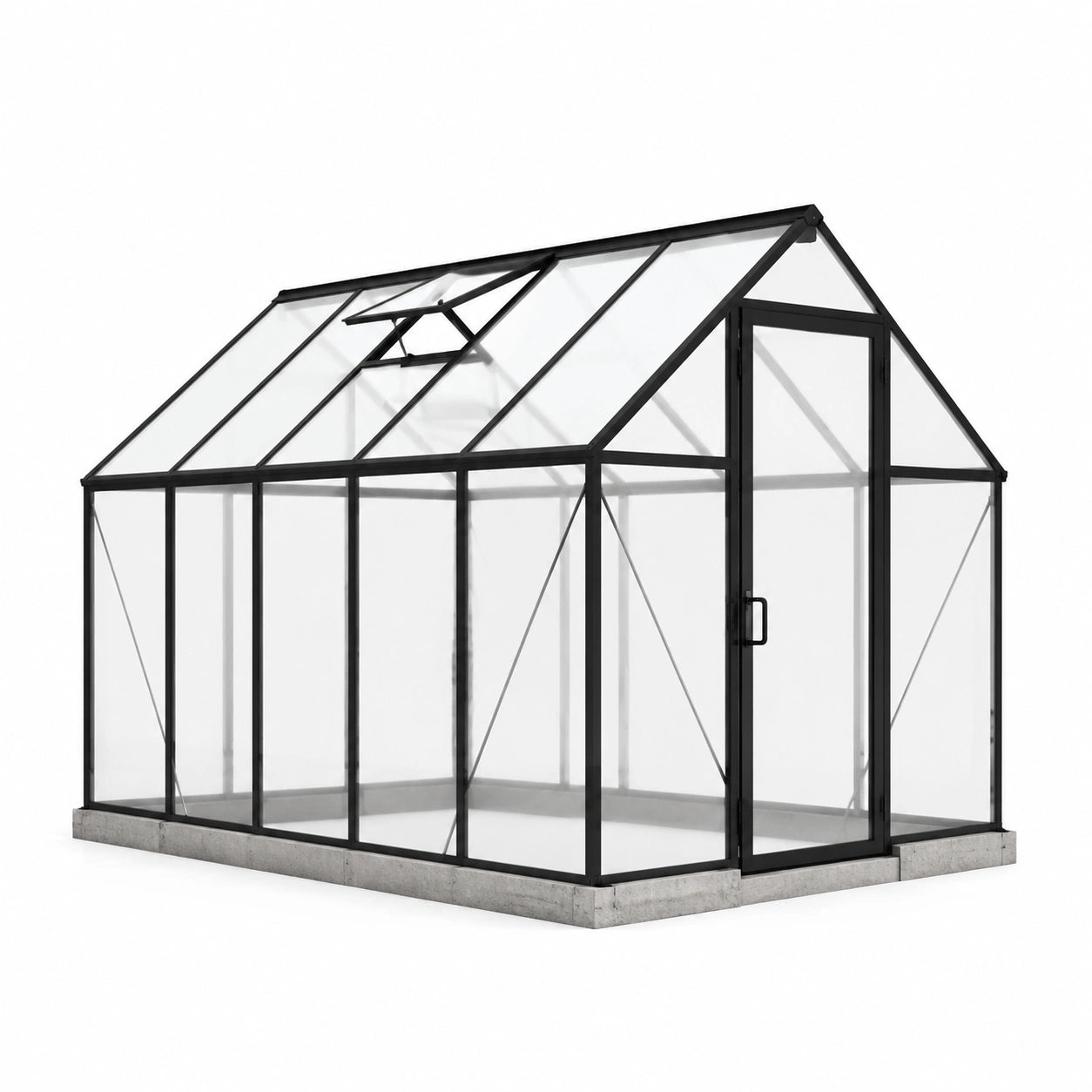 Invernadero de Aluminio Negro con Vidrio Templado 4mm