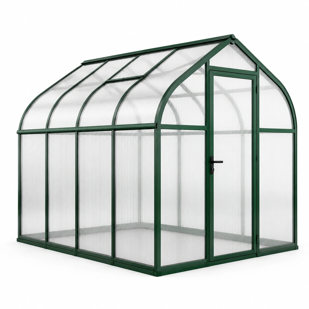 Invernadero de aluminio verde con paneles de policarbonato 250x190x195 cm