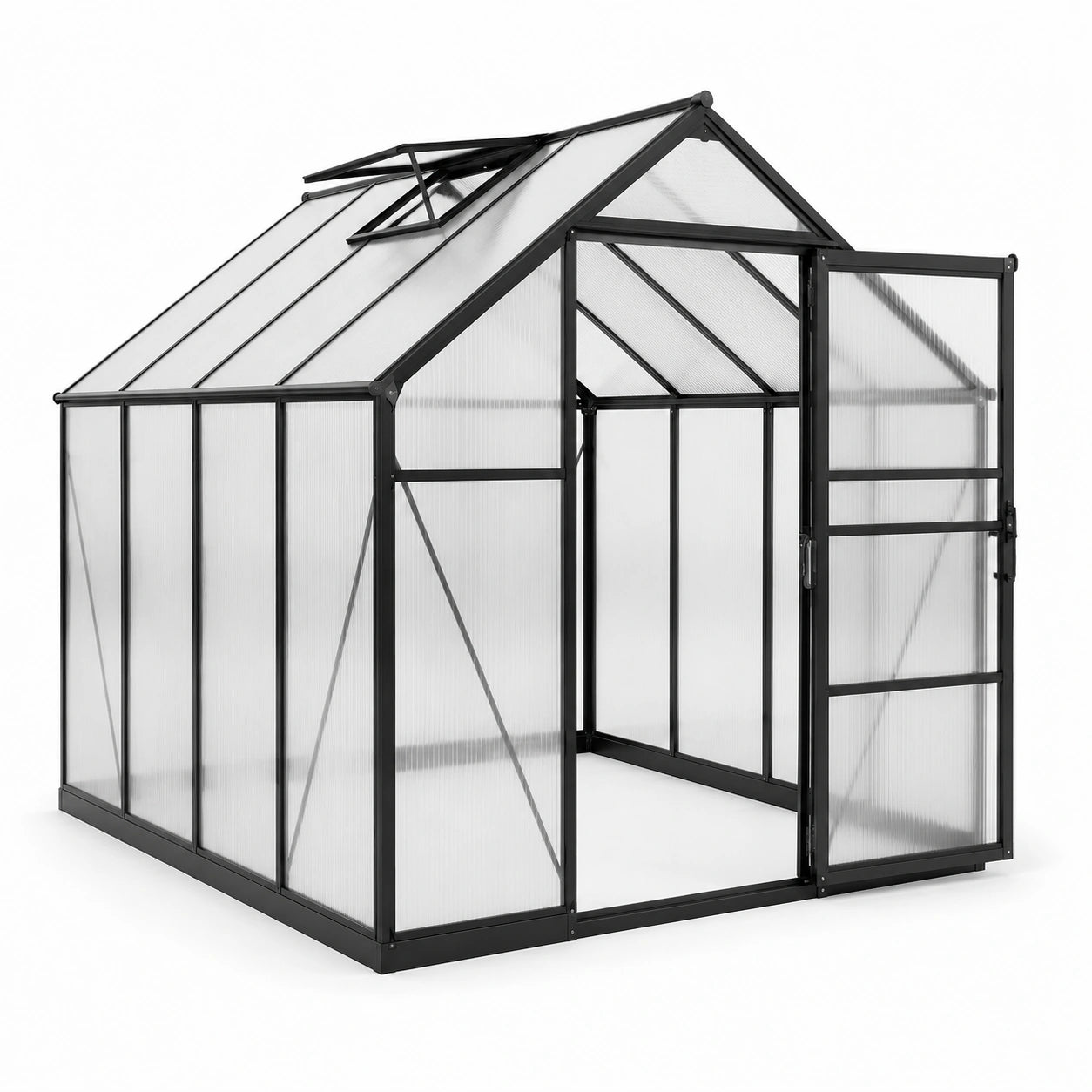 Invernadero de Aluminio Negro y Policarbonato de 4 mm