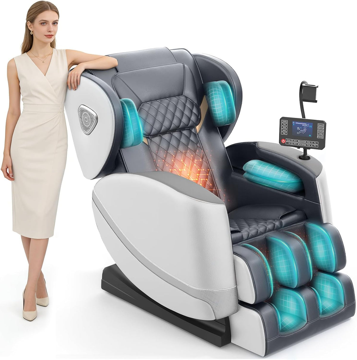 FURNIMAT Sillones y asientos de masaje eléctrico, Sillón de Masaje, Sillon Masajeador de Cuerpo Completo con 10 Rodillos de Masaje, Calefacción de