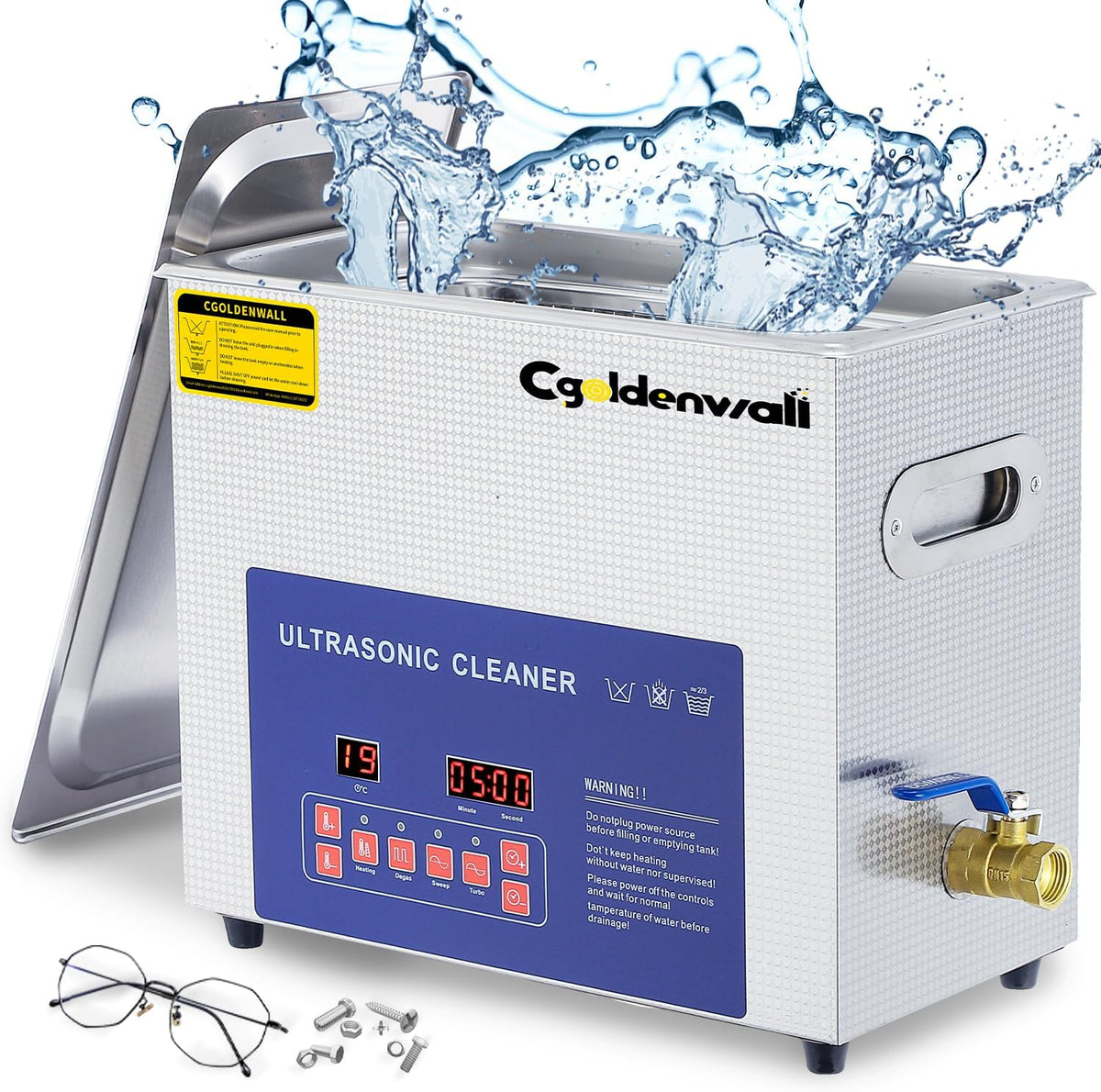 CGOLDENWALL Limpieza y cuidado, Limpiador ultrasónico digital de 6 L, 28/40 kHz, doble frecuencia, 180 W, potente limpieza, calefacción de 20 a 80 ℃ y