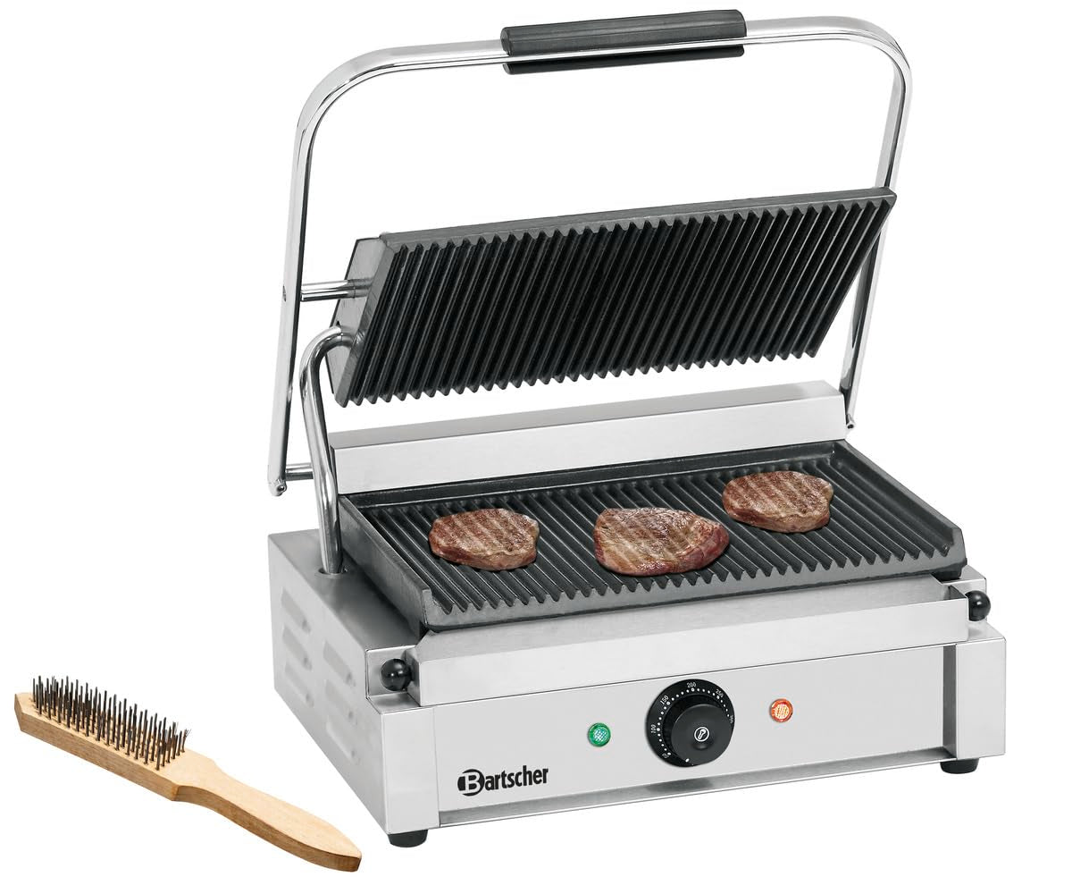 Bartscher Parrillas eléctricas de exterior, A150674 Panini Electric Contact Grill, 1R, 230V, 2.2kw