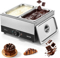 Fuentes de chocolate Máquina para Derretir Chocolate 1200 W, 2 Tanques, Acero Inoxidable, VEVOR