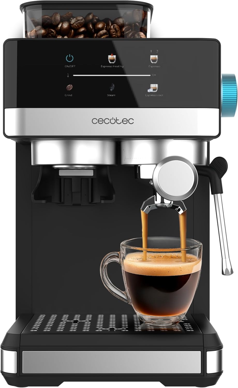 Máquinas de café espresso a vapor Cafetera Express Power Espresso 20 Grind +. 1350W, 20 Bares, Pantalla Táctil, Thermoblock, Depósito Agua 1, 7L, 20