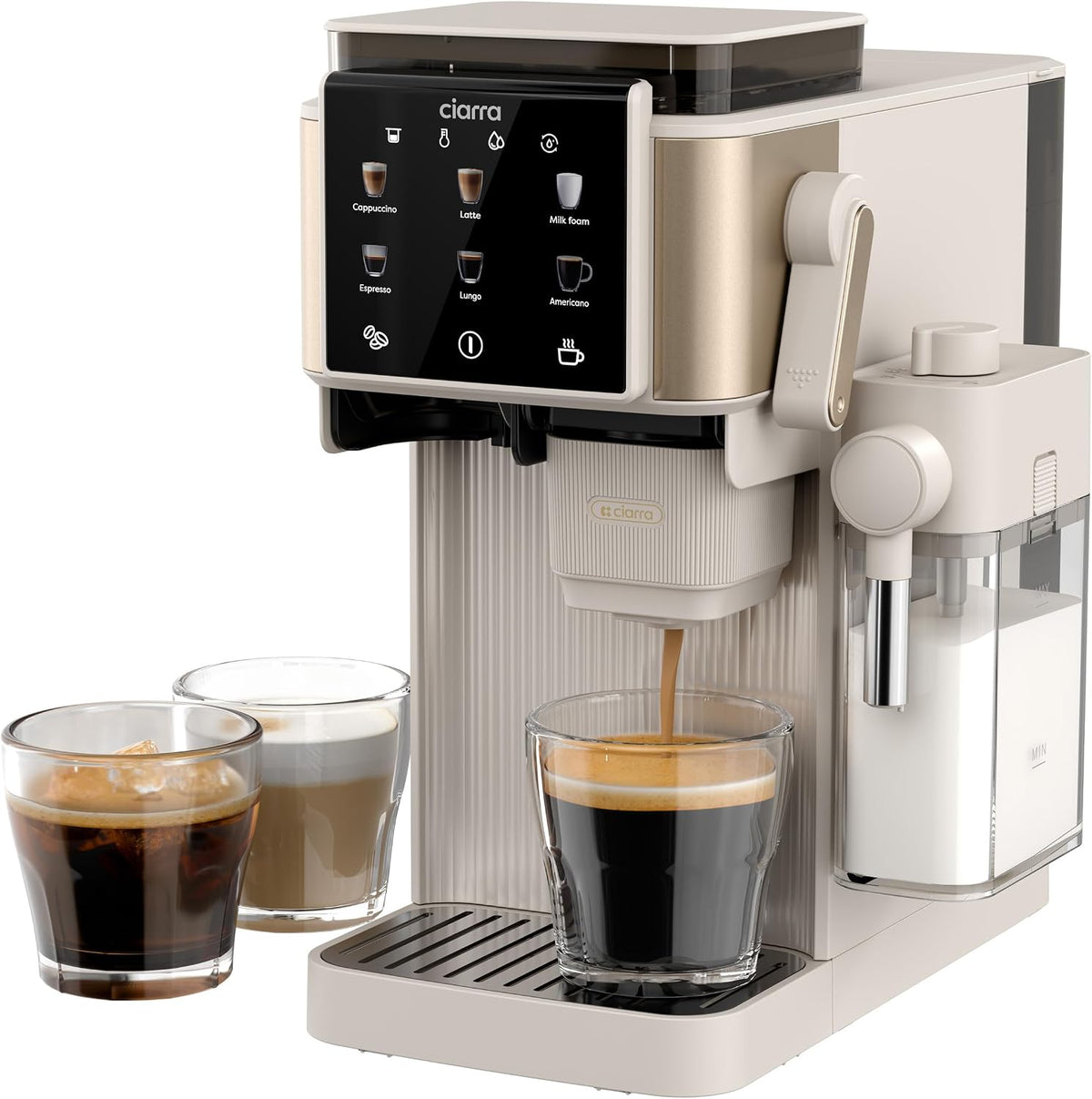 CIARRA CBSACM-D6 Cafeteras para espresso, Cafetera Espresso con Molinillo y Espumador 15 Bares