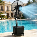 Ventiladores de pedestal Ventilador Nebulizador 42L, Alta Velocidad Industrial con Altura Regulable 160‑200cm, 3 Velocidades y Valor de Niebla