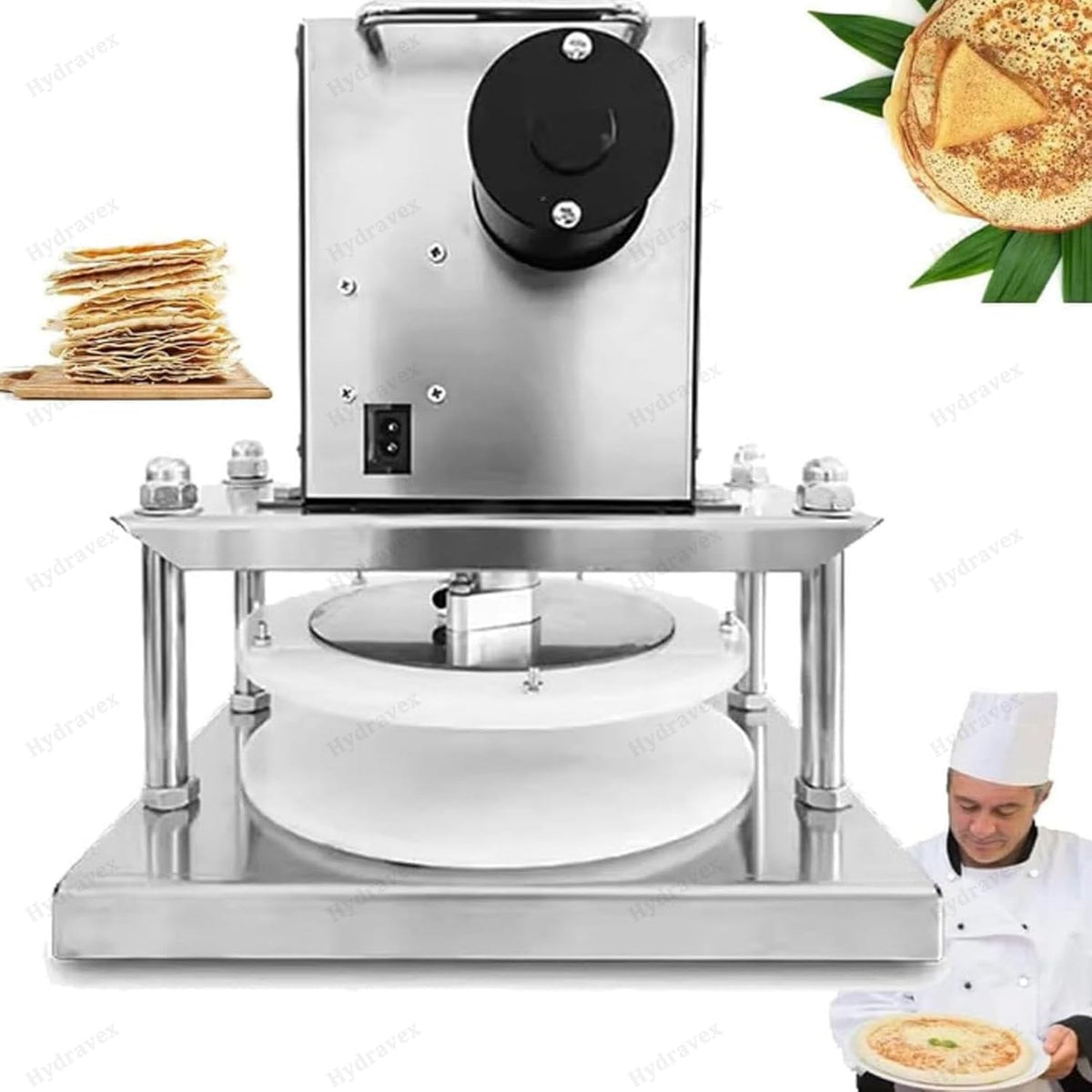 Máquinas para pasta manual de Hydravex, Prensa eléctrica para masa de pizza, rodillo de acero inoxidable, laminadora de masa, máquina para hacer pasta