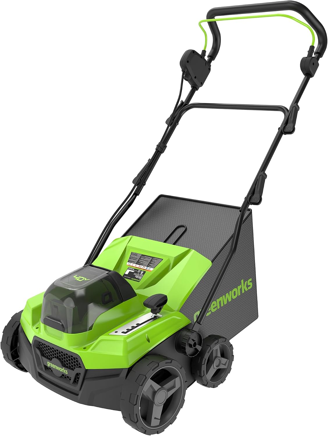 Escarificador Cortacésped de Batería Escarificador Rastrillo a Motor sin Escobillas 3100 RPM, Ancho 38cm, 5 Profundidades, Caja Recolección 45 L SIN