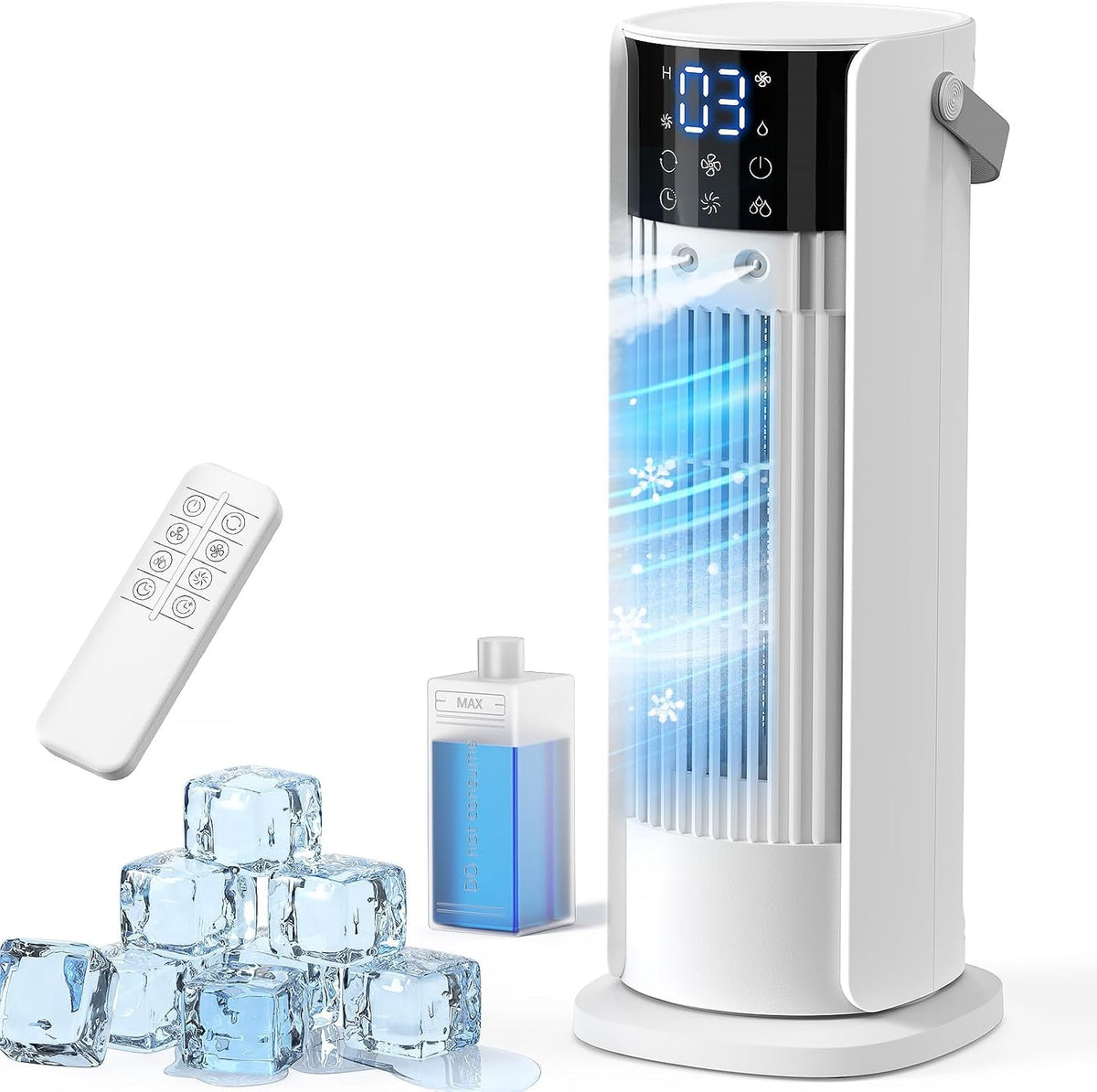 Terraspire Aire acondicionado portátil, Portátil Sin Tubo Exterior, 4 en 1 Ventilador Refrigeración, 3 Niveles de Velocidad, Función de Nebulización
