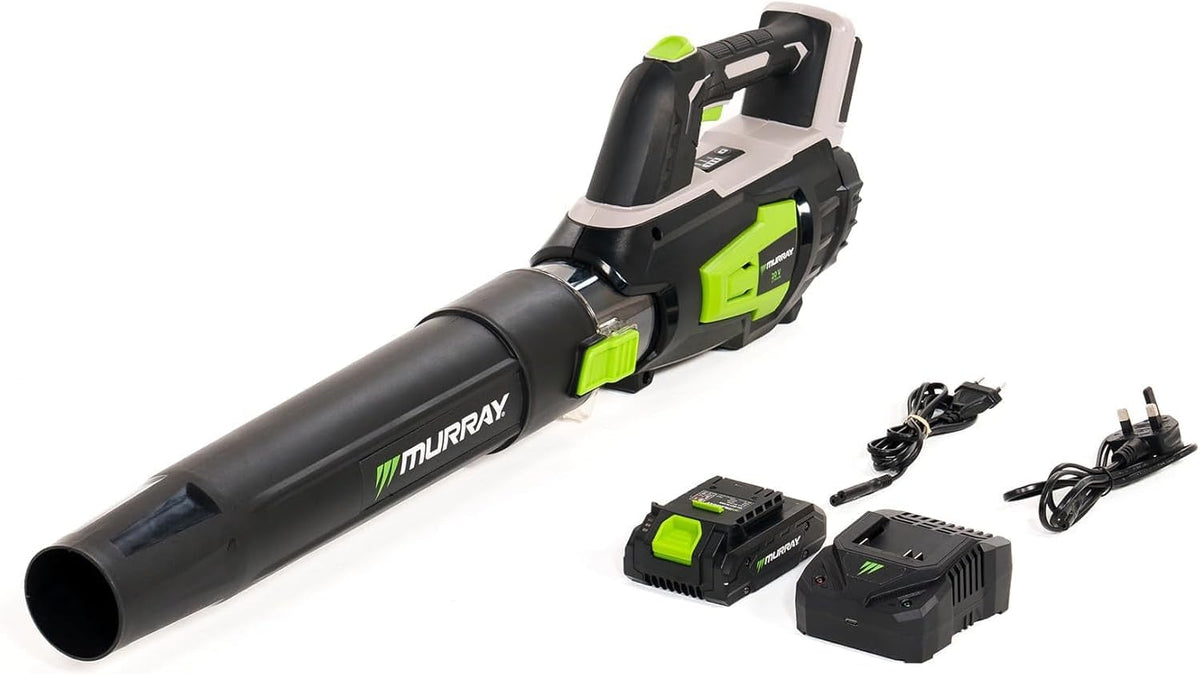 Sopladores de hoja Murray, Soplador Inalámbrico 20V 4Ah Li-Ion MU-BAT-B144-KIT, 16.000 RPM, Velocidad del Aire 144 km/h, Ideal para Jardines, Caminos