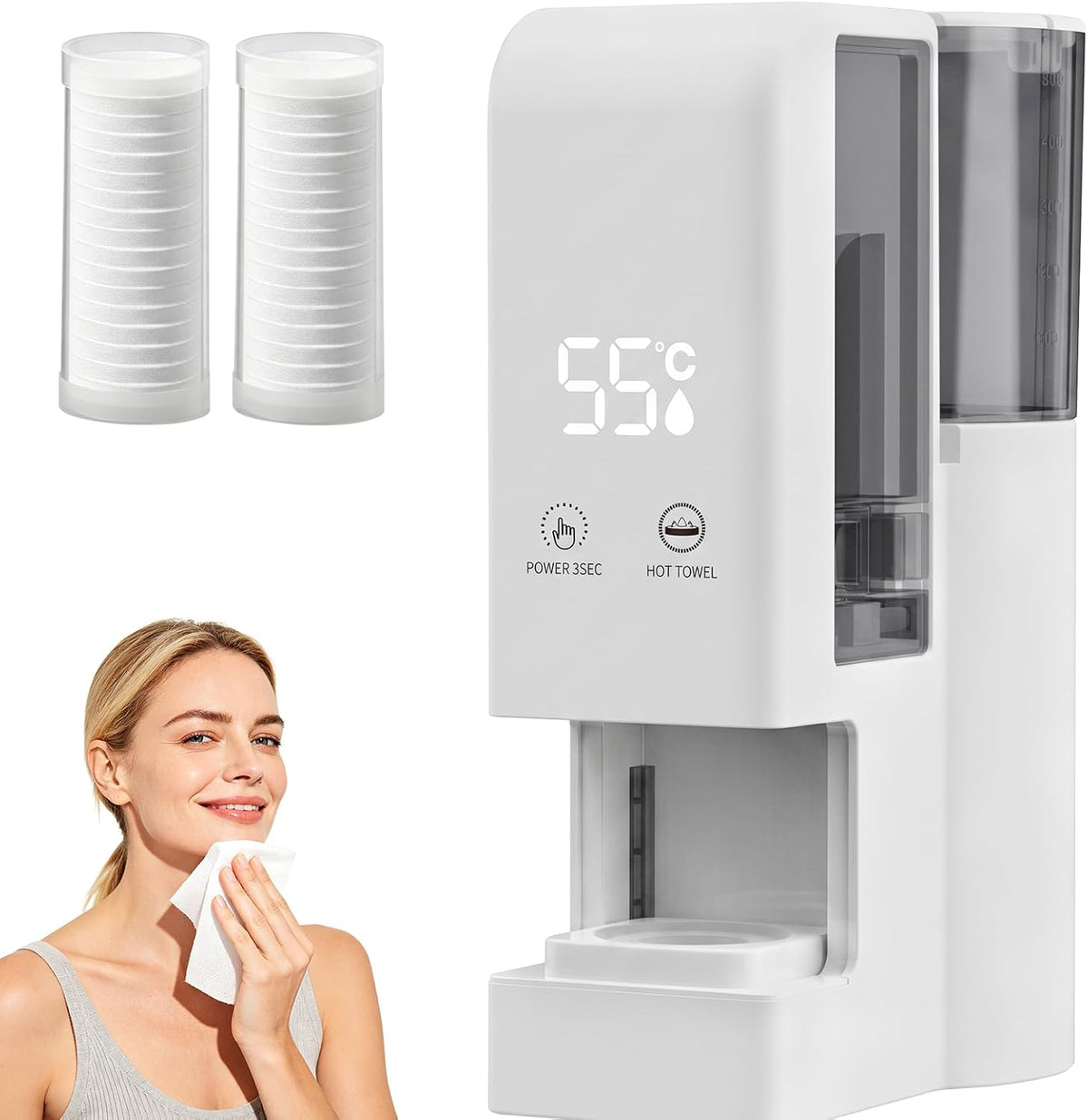 Calientatoalla Máquina dispensadora de toallas de cara caliente con 40 piezas de toallas, Vehiwell
