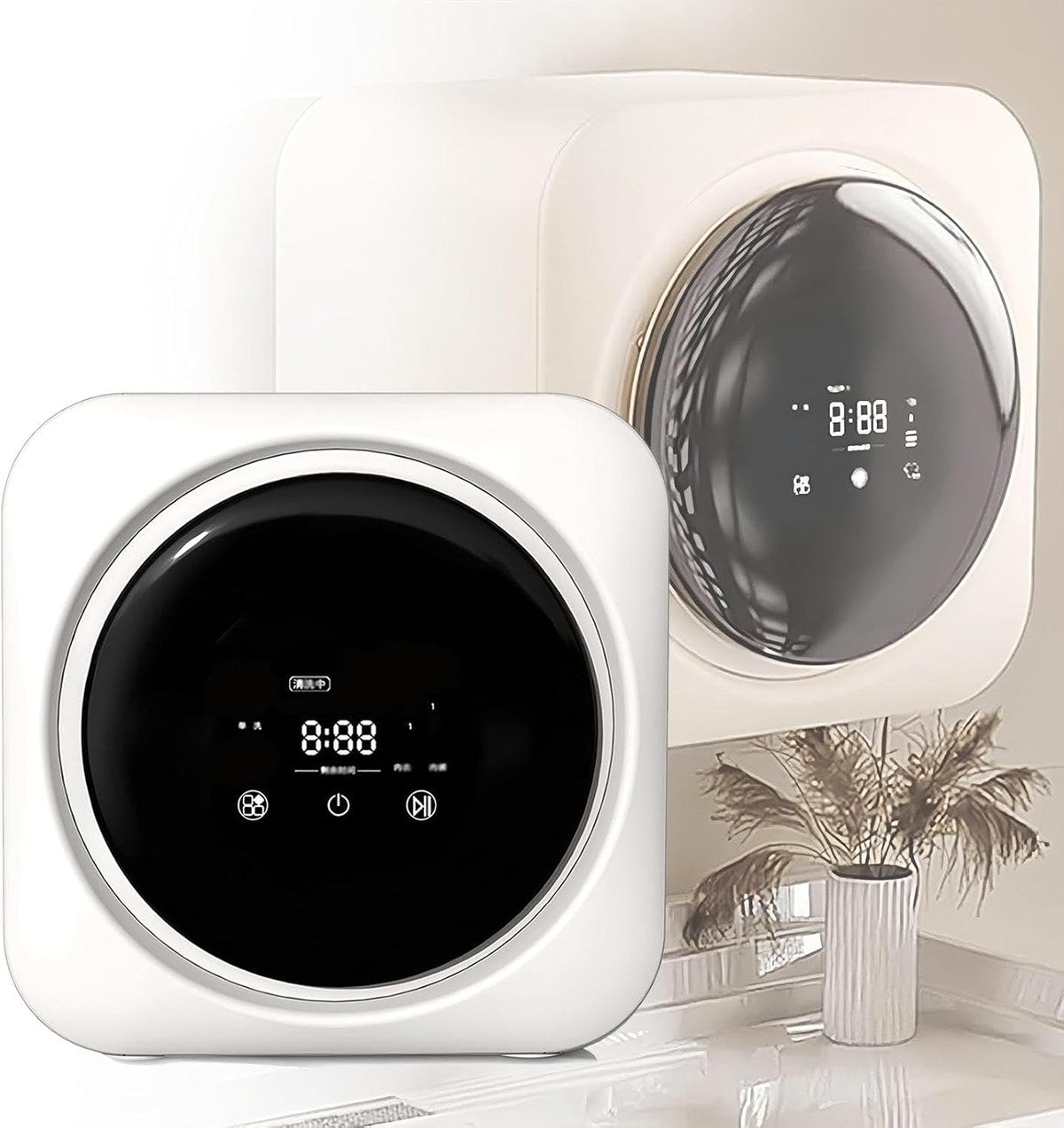 HEIHEIZI Lavadora, Combo de Lavadora y Secadora Portátil Mini 2 en 1, Mini Lavadora con Panel de Control LCD, Secadora Compacta con Tambor de Acero
