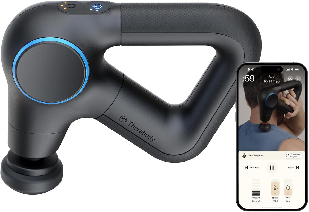Masajeadores eléctricos de mano de TheraGun, Prime Plus con Calor, Pistola de Masaje Potente y Silenciosa para Mejorar el Calentamiento, la