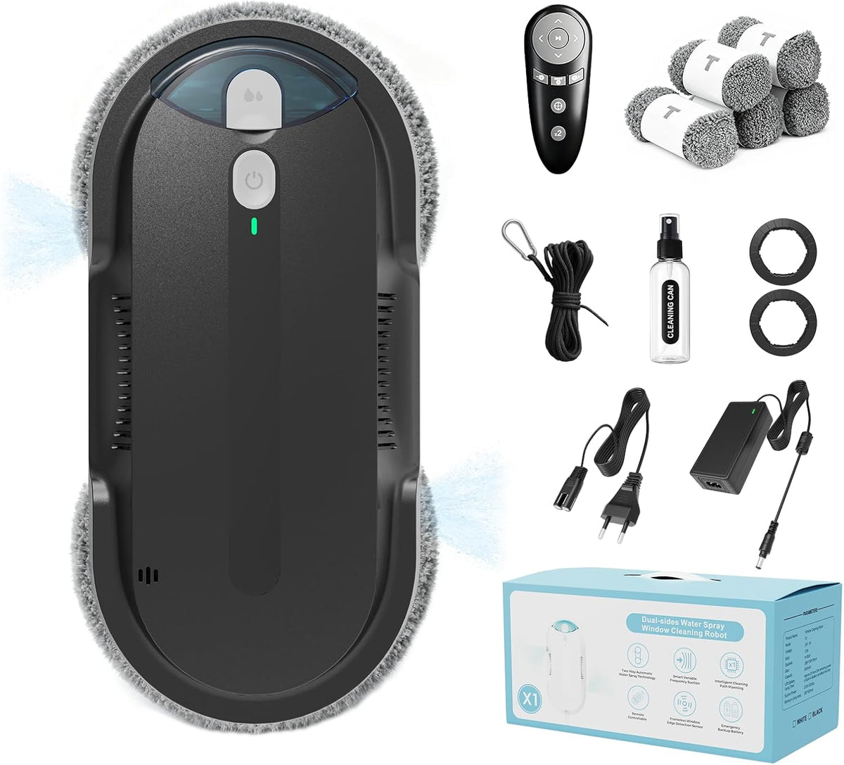 HIXZAP Robot aspirador, Z9Pro Robot de limpieza de ventanas con 4 boquillas de pulverización