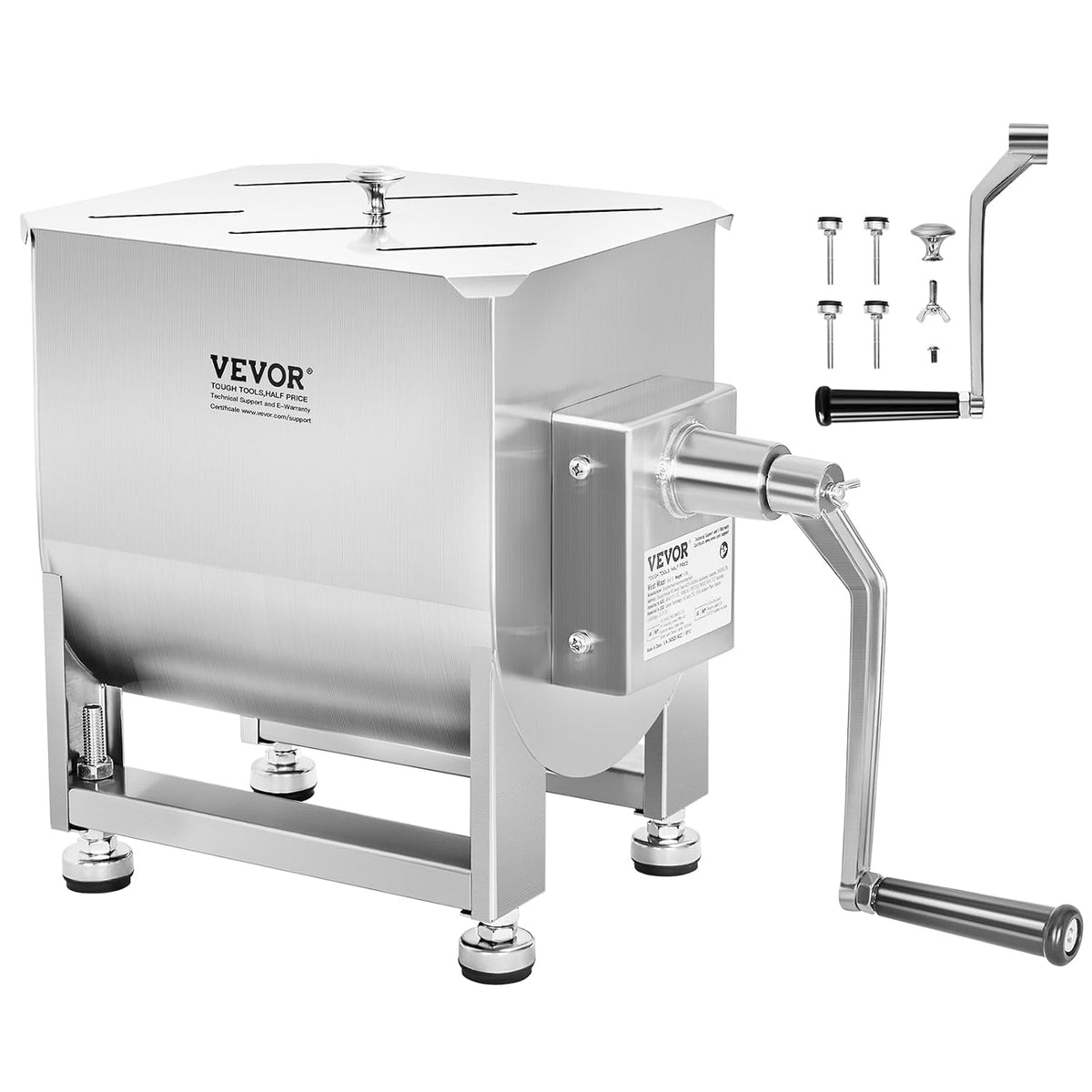 Picadoras de carne VEVOR, Mezcladora de Carne Manual Tanque 30 L Equipo de Procesamiento de Carne Mezcla Máxima 20, 4 kg Mezcladora de Salchichas de