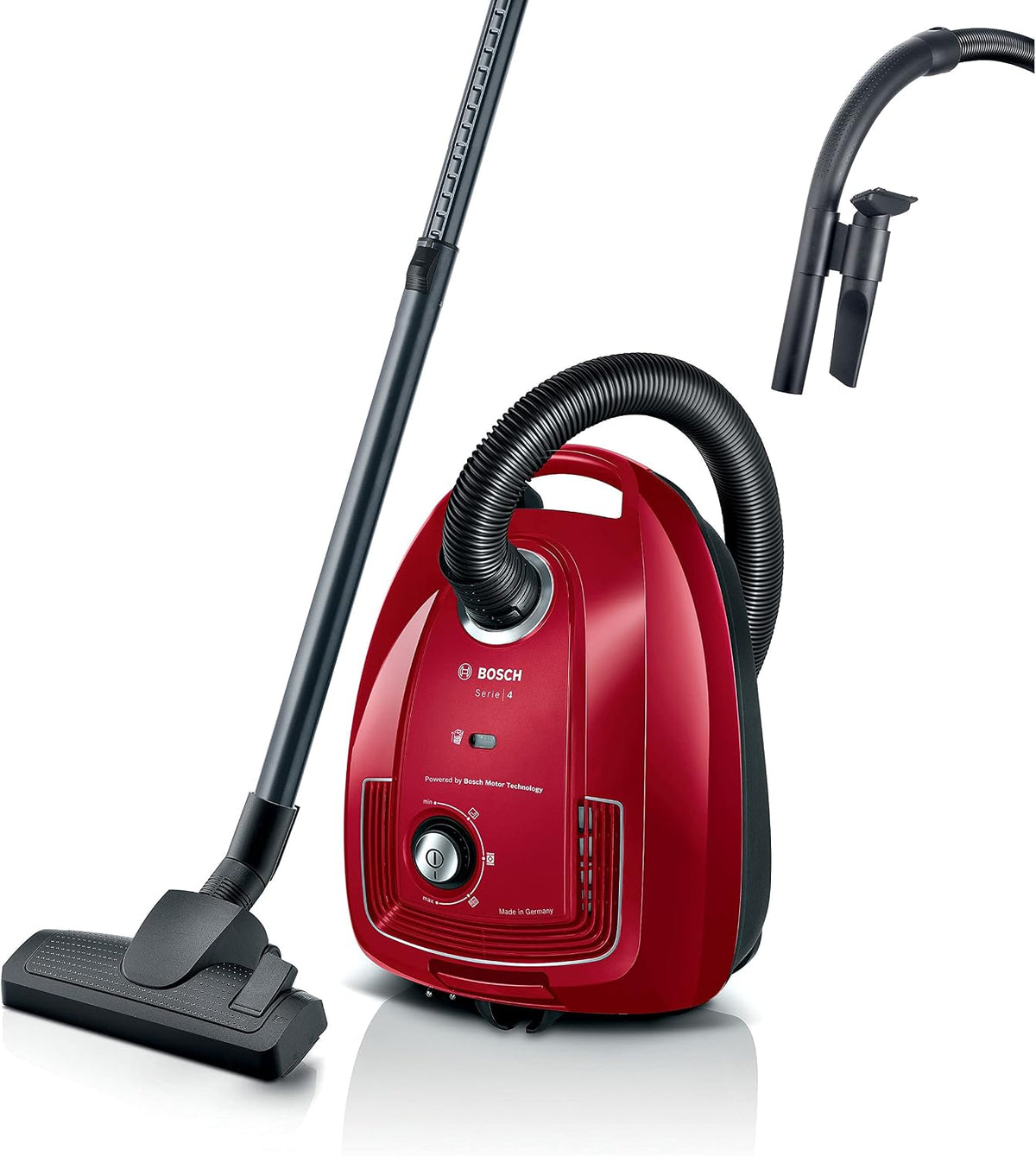 BGB38RD2 de Bosch Hogar, aspiradoras de trineo, Bosch - Aspirador con bolsa, Serie 4, Filtro higiénico PureAir, Rojo