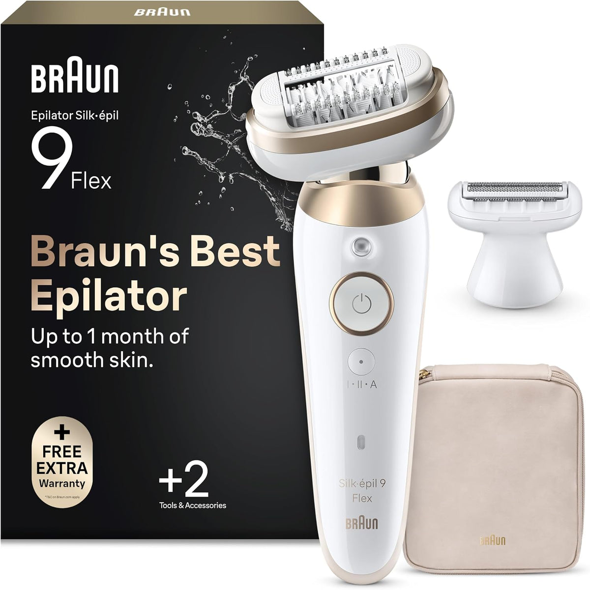 Depiladora Braun, Seda·épil 9 Flex, depiladora con cabeza flexible de 360° para una fácil depilación, depilación húmeda y seca, piel lisa durante