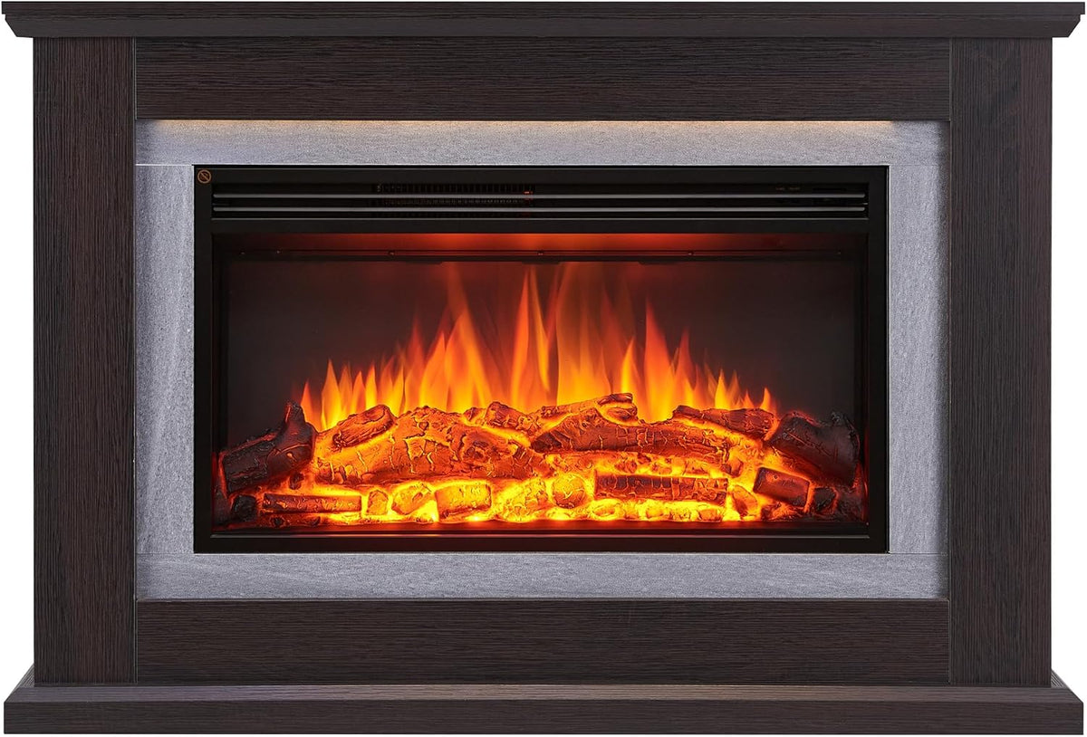 Chimenea eléctrica de BALDERIA, Xenia - Chimenea Eléctrica de Pie, 1000/2000 W - Marrón Oscuro