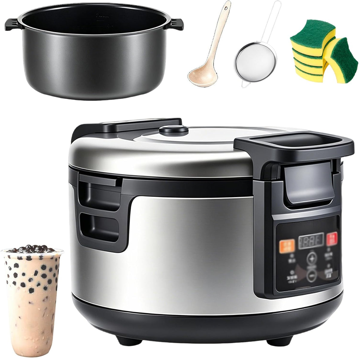 Teteras de té caliente de Generic, Máquina de 5l-16l Olla de Perlas Totalmente Automática con Panel Táctil Inteligente y Ajuste de Temperatura y