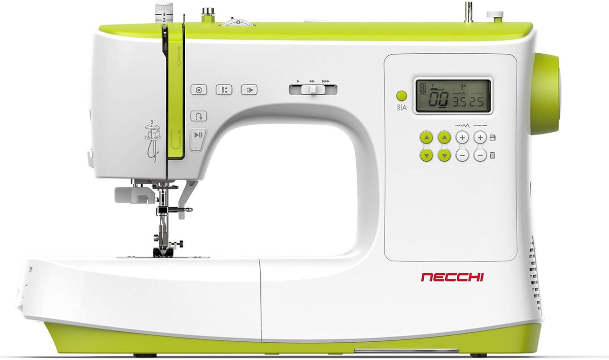 Necchi Máquinas de coser básica, Máquina de coser NC-102D, interior de fundición a presión de aluminio, carcasa de ABS, verde claro, regular