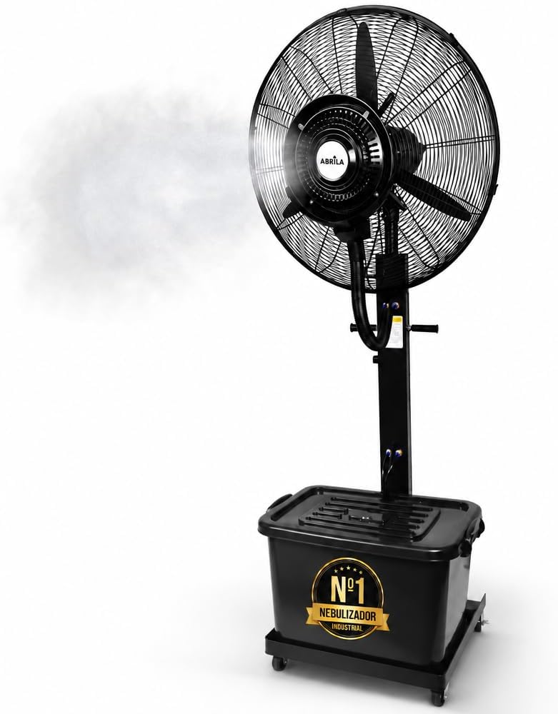 Ventiladores de pedestal FAN PROJECT, Ventilador de Pie Industrial 170 cm con Nebulizador y Depósito de Agua 42 L, 240W, 3 Velocidades, Flujo 9.870
